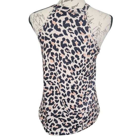 Ramisu Collection Women's Size XS Beige Black Leopard Print Halter Tank - Picture 5 of 7